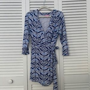 Lilly Pulitzer Blue and White Leaf Print Jumpsuit